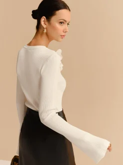 COMMENSE Bell Sleeve Floral Knit Top* Knitwear|Tops