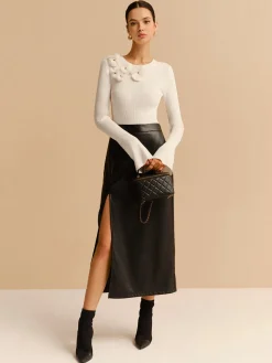 COMMENSE Bell Sleeve Floral Knit Top* Knitwear|Tops