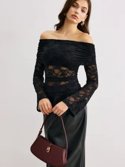 COMMENSE Bell Sleeve Off-Shoulder Lace Top* Blouses & Shirts