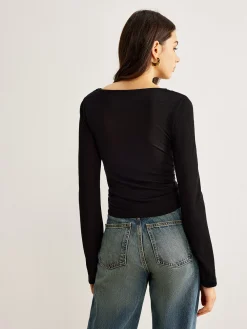 COMMENSE Bell Sleeve Side Button Jersey Top* T-shirts|Tops