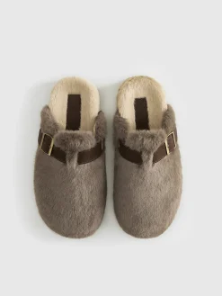 COMMENSE Belt-Design Furry Mule Slippers* Shoes|Accessories