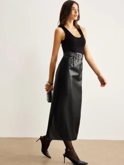 COMMENSE Belted Panel Tank Dress* Black Dresses|Cocktail & Party Dresses