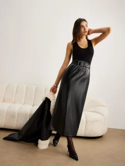 COMMENSE Belted Panel Tank Dress* Black Dresses|Cocktail & Party Dresses