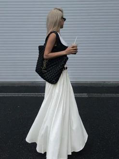 COMMENSE Belted Pleated Long Skirt* Skirts|Bottoms