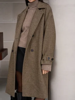 COMMENSE Belted Pockets Long Wool Coat* Outerwear|Coats