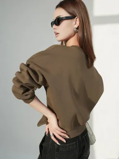 COMMENSE Belted Short Sweatshirt* Sweatshirts & Hoodies|Tops