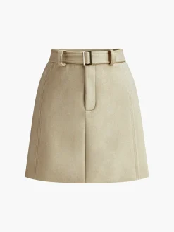 COMMENSE Belted Suede Mini Skirt* Skirts|Bottoms
