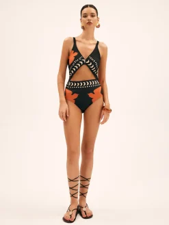 COMMENSE Bird Print Cutout One Piece Swimsuit* Swimwear|Matching Sets