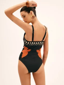 COMMENSE Bird Print Cutout One Piece Swimsuit* Swimwear|Matching Sets