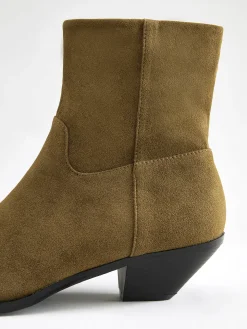 COMMENSE Block Heel Western Zip Ankle Boots* Shoes|Accessories