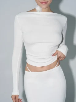 COMMENSE Boat Neck Long Sleeve Shirt* Sweater Tops|T-shirts