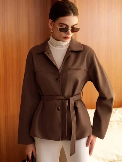 COMMENSE Boheme Belted Suede Polo Jacket* Outerwear|Jackets