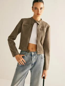 COMMENSE Boheme Button-Collar Zipper Jacket* Outerwear|Jackets