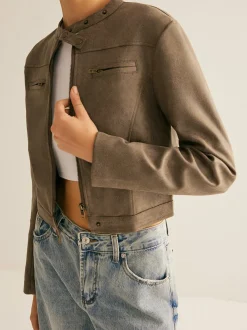 COMMENSE Boheme Button-Collar Zipper Jacket* Outerwear|Jackets