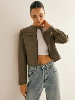 COMMENSE Boheme Button-Collar Zipper Jacket* Outerwear|Jackets