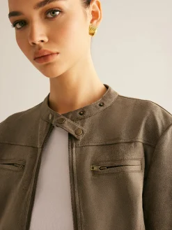 COMMENSE Boheme Button-Collar Zipper Jacket* Outerwear|Jackets