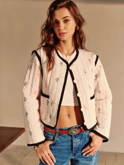 COMMENSE Boheme Contrast Piping Short Jacket* Outerwear|Jackets