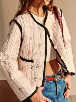 COMMENSE Boheme Contrast Piping Short Jacket* Outerwear|Jackets