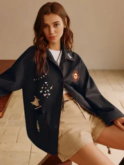 COMMENSE Boheme Embroidery Lapel Jacket* Outerwear|Jackets