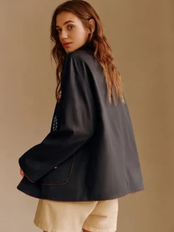 COMMENSE Boheme Embroidery Lapel Jacket* Outerwear|Jackets