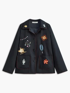 COMMENSE Boheme Embroidery Lapel Jacket* Outerwear|Jackets
