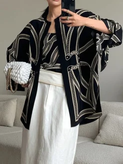 COMMENSE Boheme Printed Breasted Satin Shirt* Blouses & Shirts|Tops