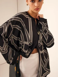 COMMENSE Boheme Printed Breasted Satin Shirt* Blouses & Shirts|Tops