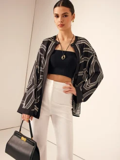 COMMENSE Boheme Printed Breasted Satin Shirt* Blouses & Shirts|Tops