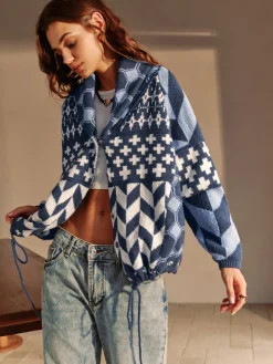 COMMENSE Boheme Printed Lapel Cardigan* Cardigans|Sweaters & Cardigans