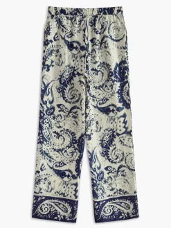 COMMENSE Boheme Printed Satin Zipper Pants* Matching Sets|Bottoms