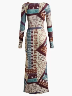 COMMENSE Boheme Printed Slim Jersey Dress* Casual Dresses|Long Dresses