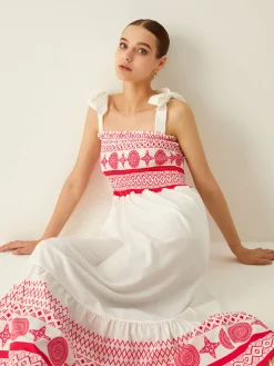 COMMENSE Bohemian Print Elastic Long Dress* Casual Dresses|Vacation Dresses