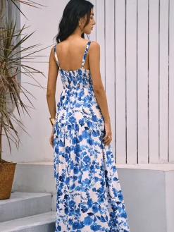COMMENSE Boho Blooming Floral Print Pocket Cami Long Dress* Floral Dresses|Vacation Dresses