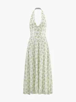 COMMENSE Boho Multi Floral Halter Midi Dress* Casual Dresses|Floral Dresses
