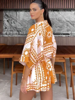 COMMENSE Boho Sun & Moon Pattern Short Jumpsuit* Jumpsuits & Rompers|Jumpsuits & Rompers