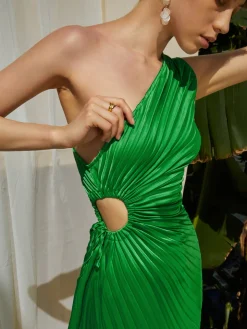 COMMENSE Bold In Pleat Satin Cutout Long Dress* Casual Dresses|Cocktail & Party Dresses