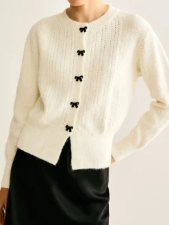 COMMENSE Bow Button Panel Cardigan* Cardigans|Sweaters & Cardigans
