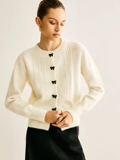 COMMENSE Bow Button Panel Cardigan* Cardigans|Sweaters & Cardigans