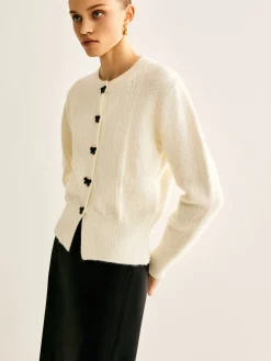 COMMENSE Bow Button Panel Cardigan* Cardigans|Sweaters & Cardigans