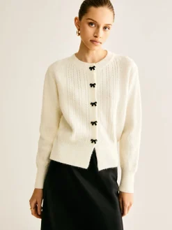 COMMENSE Bow Button Panel Cardigan* Cardigans|Sweaters & Cardigans
