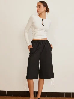 COMMENSE Bow Detail Plain T-Shirt* T-shirts|Tops