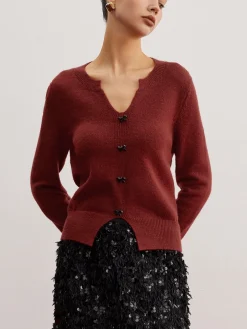 COMMENSE Bow Detail Split Pullover Sweater* Sweater Tops|Sweaters & Cardigans