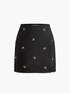 COMMENSE Bow Detail Zipper A Line Skirt* Skirts|Bottoms