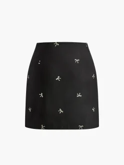 COMMENSE Bow Detail Zipper A Line Skirt* Skirts|Bottoms