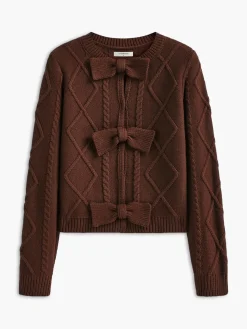 COMMENSE Bow Front Cable Knit Top* Sweater Tops|Sweaters & Cardigans