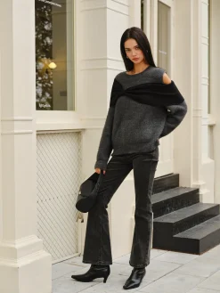 COMMENSE Bow Front Cutout Shift Sweater* Sweater Tops|Sweaters & Cardigans