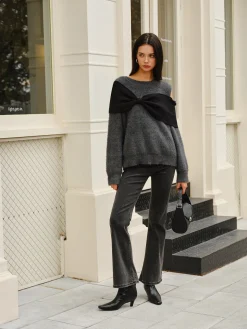 COMMENSE Bow Front Cutout Shift Sweater* Sweater Tops|Sweaters & Cardigans