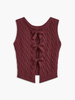 COMMENSE Bow Front Cutout Sweater Vest* Vests|Knitwear