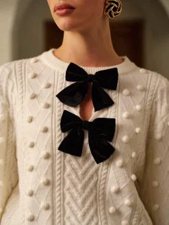 COMMENSE Bow Front Knit Ball-Decor Sweater* Knitwear|Tops