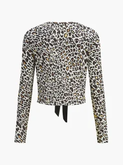 COMMENSE Bow Front Leopard Printed Jersey Blouse* Blouses & Shirts|Tops